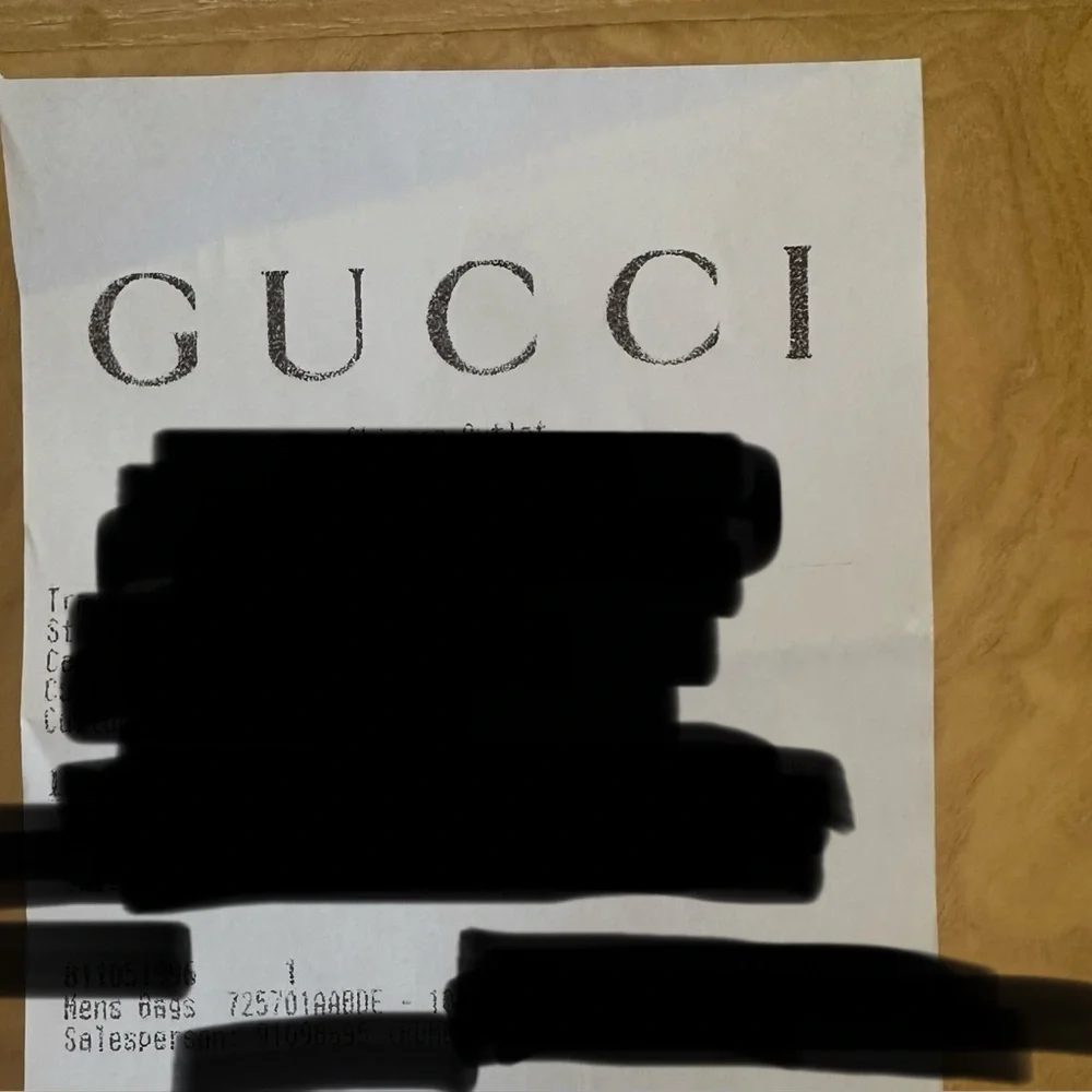 Authentic Gucci Double G Men’s Black Football Bag with Brown Monogram Interior